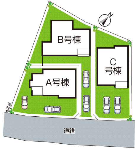 奈良市南京終町　新築一戸建ての区画図|全3区画