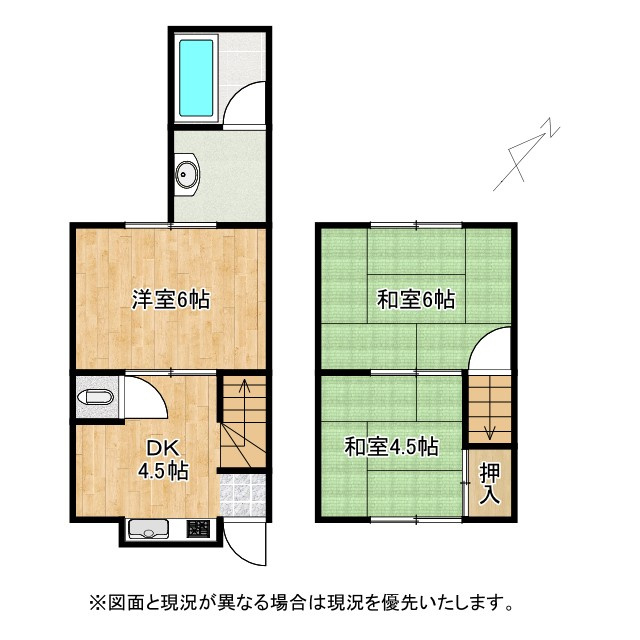 草津市野路2丁目　中古テラスハウスの間取り