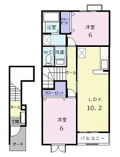 広島市安佐北区亀山７丁目のアパートの間取り