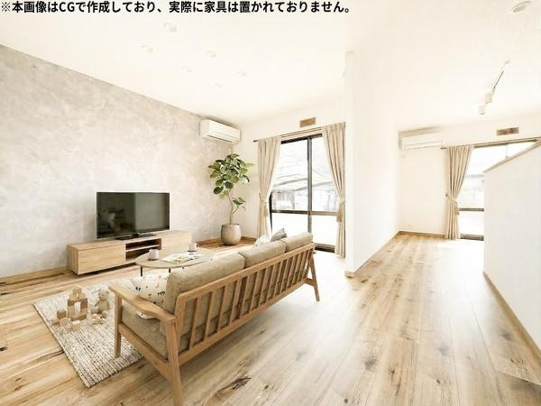 宮河内ハイランド中古の居間・リビング|※本画像はCGで作成しており、実際に現地に家具は置かれておりません。また、価格に家具は含まれておりません。また、価格に家具は含まれておりません。画像と現状が異なる場合は現状を優先します。