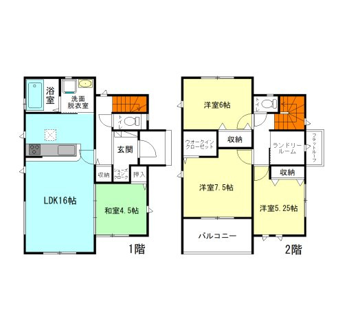 【間取り】 | グラファーレ高崎市下中居町2期ー① | 水回りを最短距離で結んだラクラク家事同線！
シューズインクロークやランドリースペース完備！
