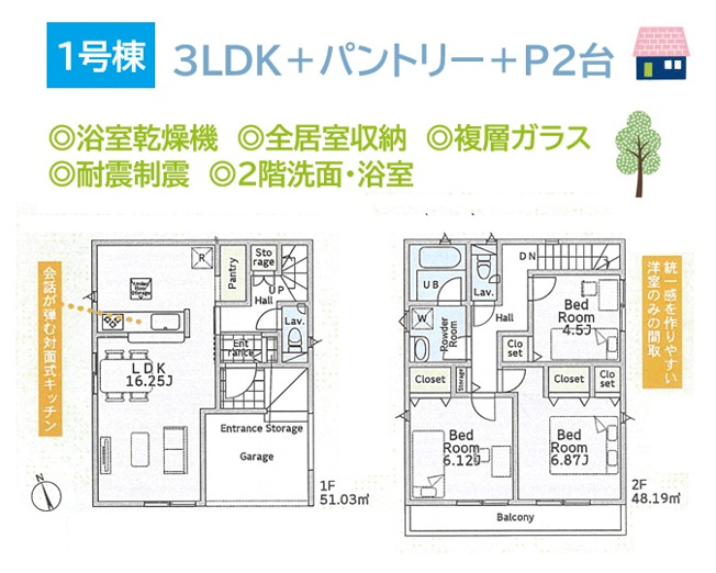 【間取り】 | 将来的なライフスタイルの変化にも柔軟に対応できる3LDK◎　
内部装備充実の新築戸建てで、悠々自適な新生活をお迎えしませんか。
