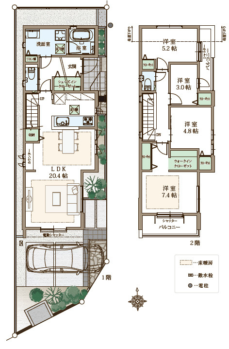 練馬区大泉学園町3丁目　防犯×耐震　省エネ大型住宅　全6棟の間取り|1号棟　4LDK+WIC　土地面積110.05m2　建物面積100.19m2
