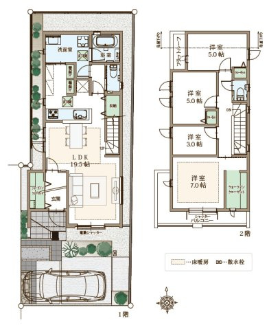 練馬区大泉学園町3丁目　防犯×耐震　省エネ大型住宅　全6棟の間取り|5号棟　4LDK+WIC　土地面積110.05m2　建物面積98.12m2