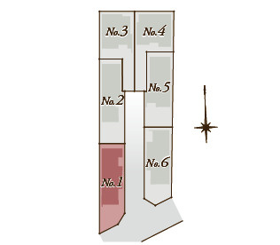 練馬区大泉学園町3丁目　防犯×耐震　省エネ大型住宅　全6棟の区画図