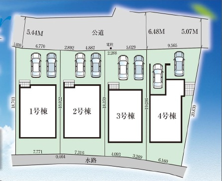 ★★与那原町上与那原-3号棟（全4棟）の区画図|2台