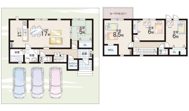 生駒市あすか野南　第1期　新築一戸建ての間取り|1号地