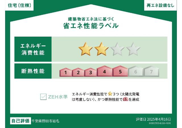 （仮称）野田市岩名　新築アパートの外観|省エネ性能ラベル