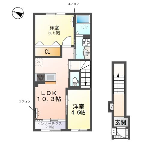 【間取り】 | (仮称)　柏市柏　新築アパート