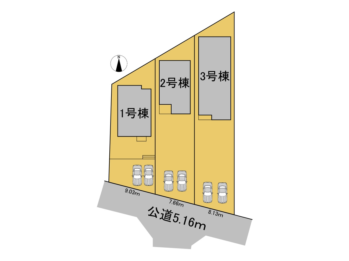 リーブルガーデン　各務原市川島松倉町　全3区画分譲の区画図|■区画図
■YAMADA電機の　ヤマダ不動産　株式会社リライフ　
いつでもお問合わせ下さい。