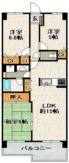 ラ・ビスタ宝塚エスティオ2番館の間取り