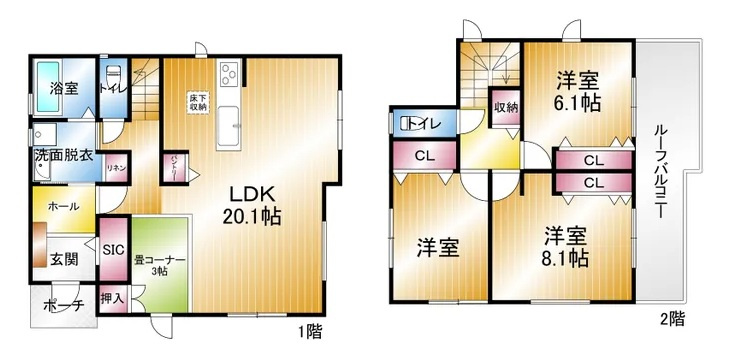 姫路市奥山　　　中古戸建の間取り