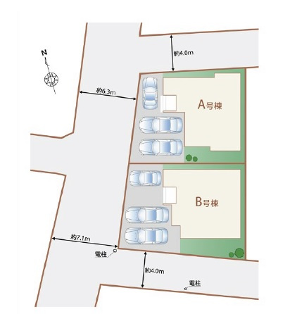 ＋＋読谷村瀬名波-B号棟（全2棟）の区画図|駐車スペース