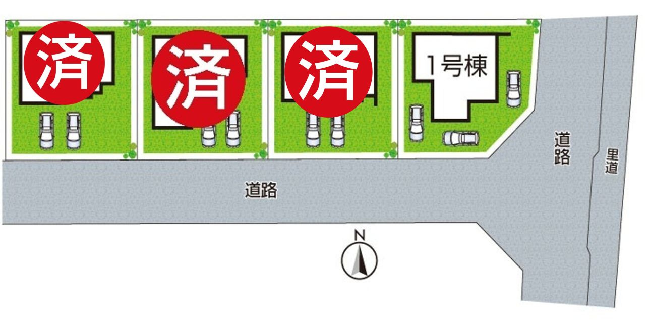 ●桜井市大福　新築一戸建ての区画図|全4区画
