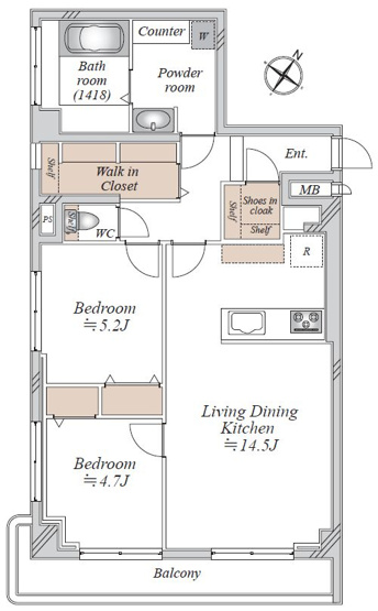 【間取り】 | 秀和警固レジデンス | 2LDK＋WIC+SIC■収納充実で暮らしやすさ◎