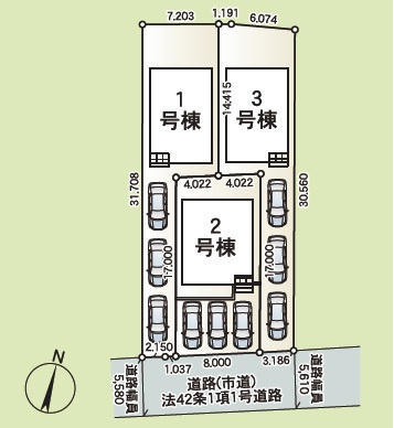 ♥♥南城市佐敷佐敷第1-1号棟（全3棟）の区画図