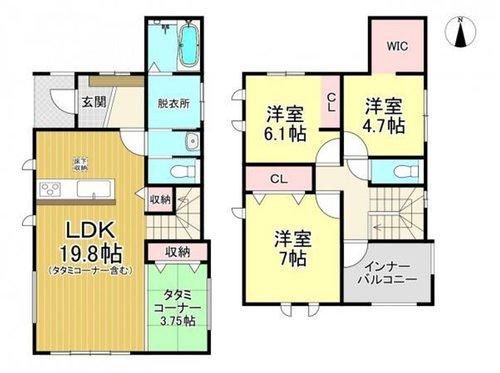 常滑市錦町3丁目　全9区画　9号棟の外観|駐車3台可能☆　角地☆