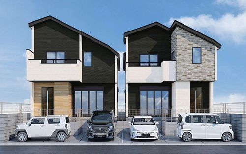 【外観】 | 【仲介手数料０円】伊勢原市高森台3期　新築一戸建て　1号棟　全2棟 | 外観パース　伊勢原市高森台3期　新築一戸建て　全2棟