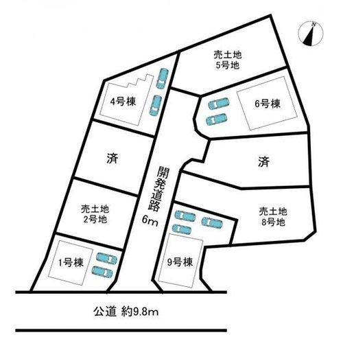 常滑市錦町3丁目　全9区画　4号棟の区画図|全9区画中4区画販売♪