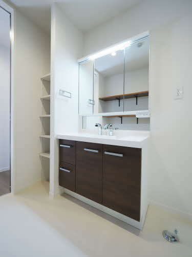 高石市羽衣２丁目のハイツの洗面所|忙しい朝には欠かせない洗面所です