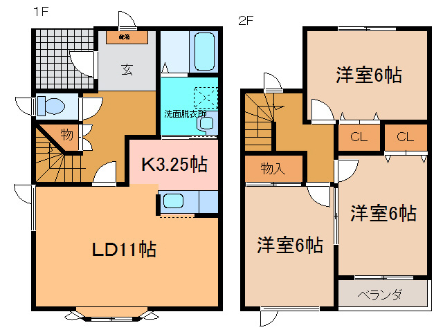 西24南3二戸借家の間取り