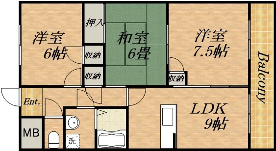伊丹市荒牧５丁目の賃貸マンションの間取り