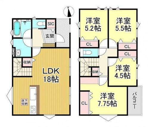 半田市郷中町3丁目　全4棟　4号棟の間取り|4号棟　4LDK+SIC♪