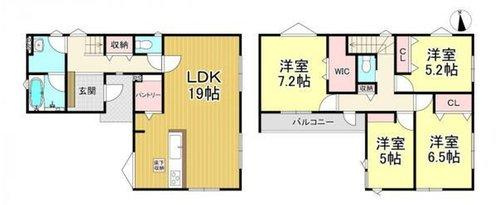 半田市郷中町3丁目　全4棟　3号棟の間取り|3号棟　4LDK+WIC+パントリー♪