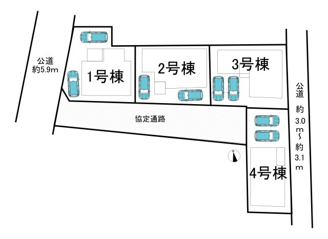 半田市郷中町3丁目　全4棟　2号棟の区画図|全4区画分譲地☆