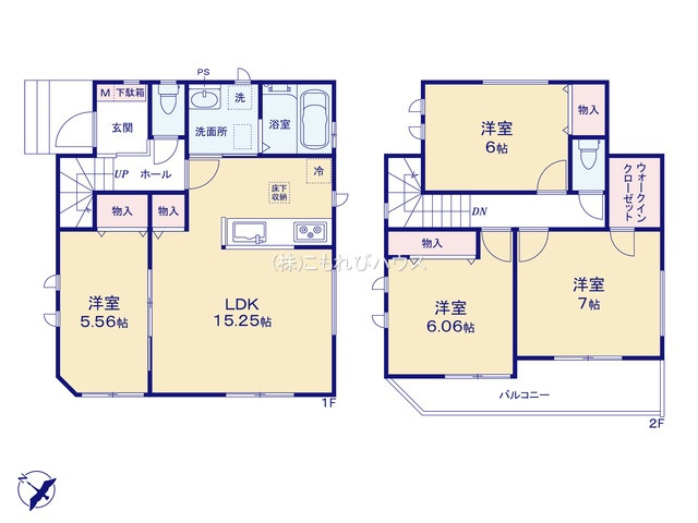 第2上尾谷津　新築一戸建て　Bの間取り|第2上尾谷津　新築一戸建て　B、4LDK、土地面積88.64m2、建物面積94.91m2