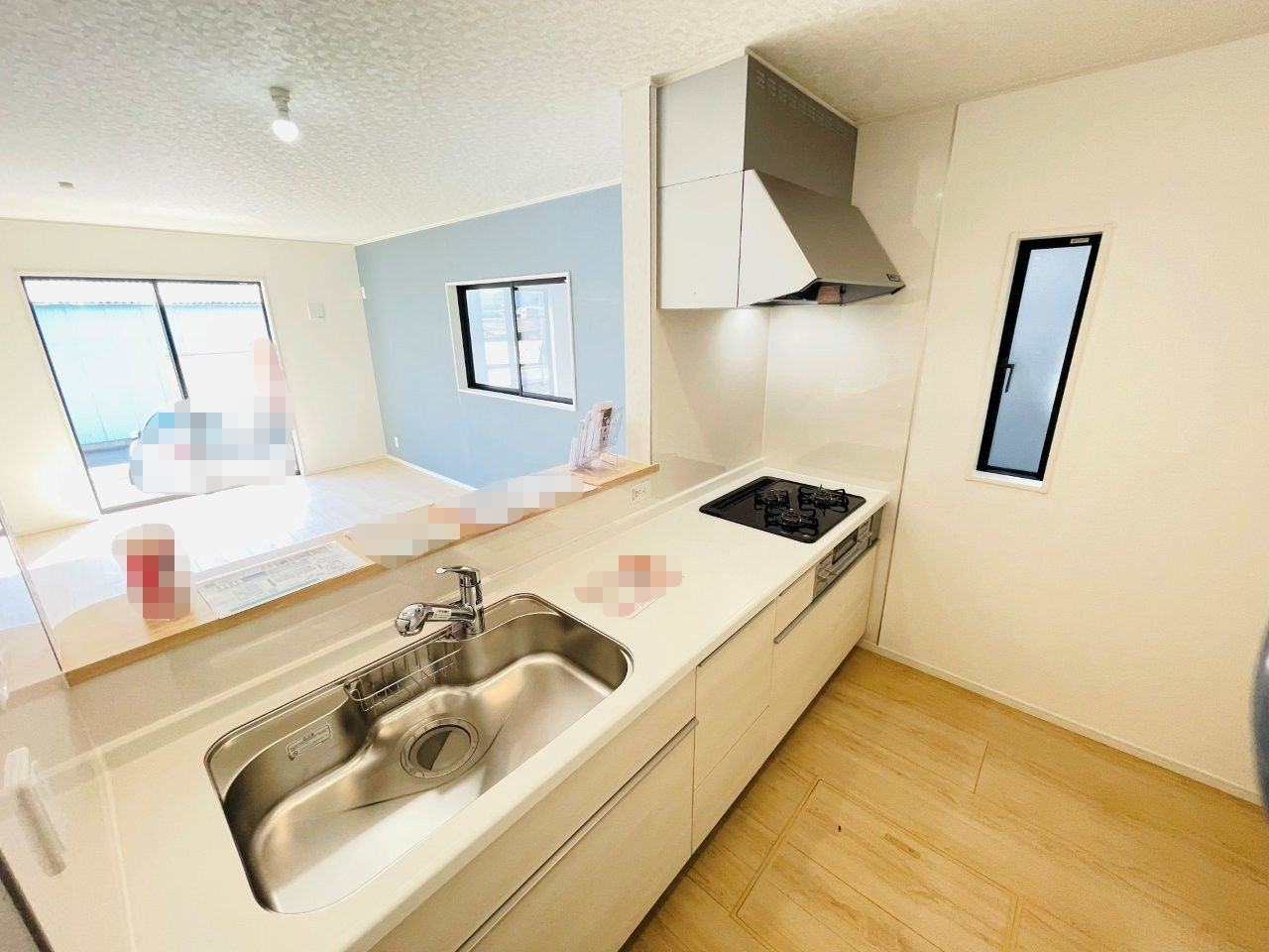 岡崎市上地町第7　新築分譲住宅　全2棟　2号棟のキッチン|浄水器一体型水栓です。