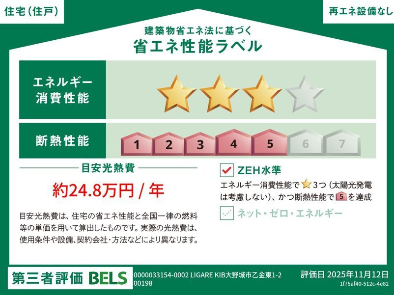 大野城市乙金東1期の省エネ性能ラベル