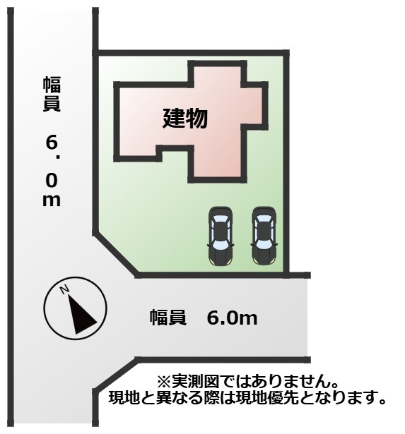 KEM下野市医大前四丁目1期　中古戸建の区画図|敷地面積：295.62㎡　接道：南西側6.0ｍ（公道）、北西側6.0ｍ（公道）の角地