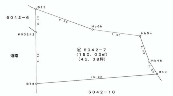 瀬戸東町1丁目　Ｈ号地　建築条件付き　売土地　の区画図|土地面積　150.03㎡　（約45.38坪）