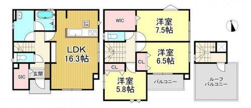 半田市宮本町6丁目　全4棟　4号棟の間取り|4号棟　3LDK+WIC+SIC♪