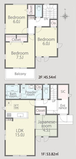 【間取り】 | 【仲介手数料無料！！】府中市四谷2丁目　新築戸建て（全4棟）2号棟　5280万円