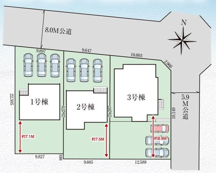 GRAFARE　羽生市北3期の区画図|図面と現況が異なる場合、現況を優先とします。【1号棟】