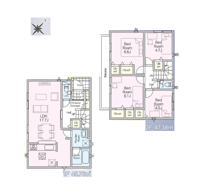 伊奈町本町　第3　新築一戸建て　クレイドルガーデン　02の間取り|伊奈町本町　第3　新築一戸建て　クレイドルガーデン　02、4LDK、土地面積115.97m2、建物面積93.14m2