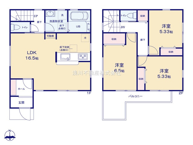 八王子市　散田町　新築一戸建ての間取り|～南向きLDK　開放感のあるワンフロアリビングの間取り～