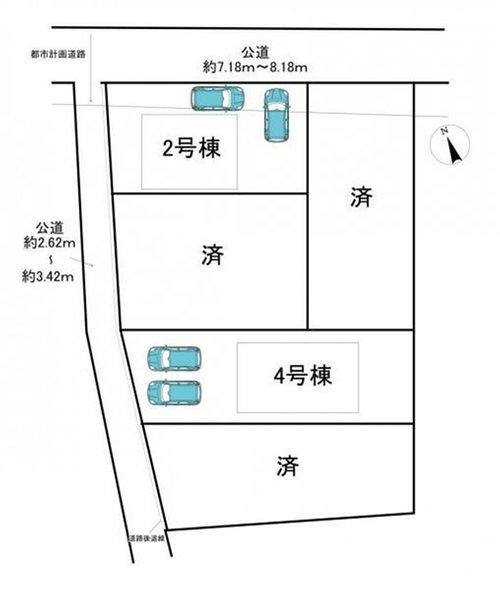 半田市栄町4丁目　全5棟　2号棟の区画図|全5区画中2区画分譲地☆