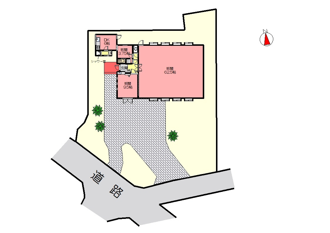 丹波市山南町和田の事務所の区画図