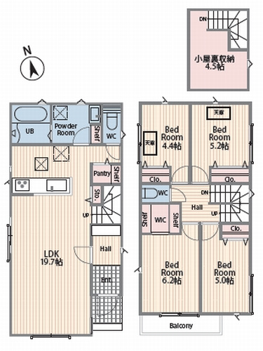 【間取り】 | 【仲介手数料０円】茅ヶ崎市浜之郷1期　新築一戸建て　 | 茅ヶ崎市浜之郷1期　新築一戸建て　
