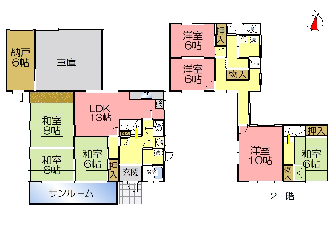 丹波市山南町大谷の中古一戸建の間取り
