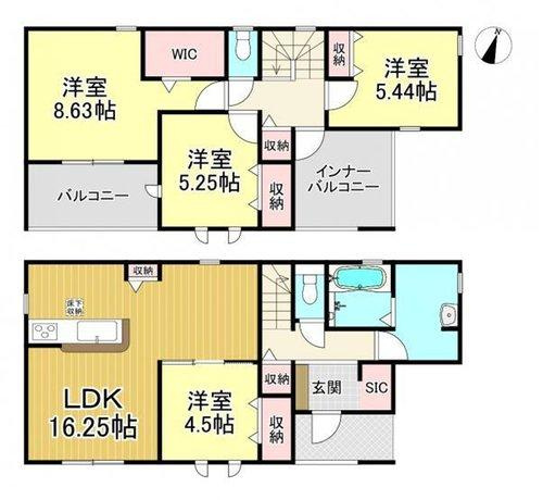 知多市寺本台3丁目　全2棟　2号棟の間取り|4LDK+WIC+SIC☆