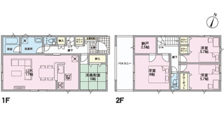 【間取り】 | 東広島市西条町寺家（寺家駅）全6区画　NO1【角地】 | 17帖リビング☆２階３室☆ファミリータイプ4LDK☆各居室に収納☆納戸あり☆