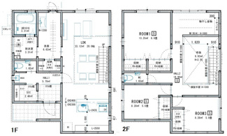 【間取り】 | 廿日市市対厳山3（宮島口駅）全3区画　B棟【63坪】【P3台】 | 20帖リビング☆2階3室☆ファミリータイプ3LDK☆各居室にクローゼット☆シューズインクローゼット☆