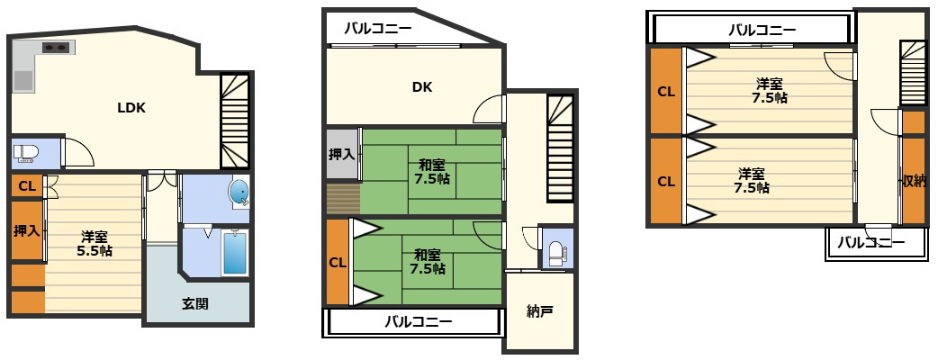 北区山崎町4-4　戸建ての間取り
