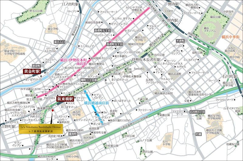 Le'a横濱阪東橋駅前の地図
