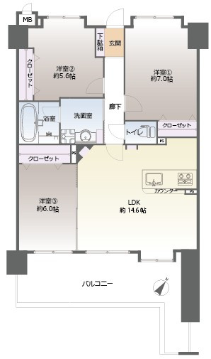 【間取り】 | アーサー久留米グランセ☆仲介手数料無料☆