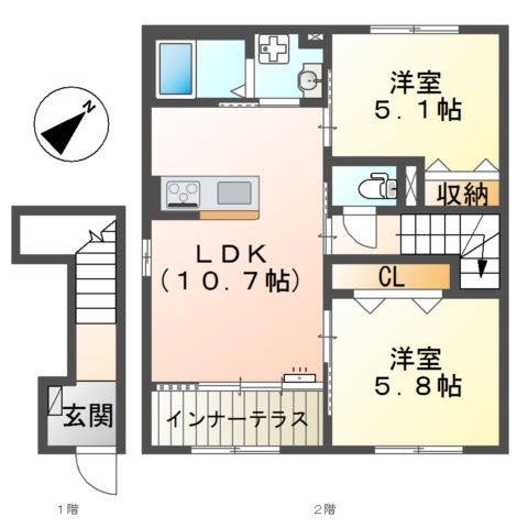 仮）龍野町新築アパートの間取り